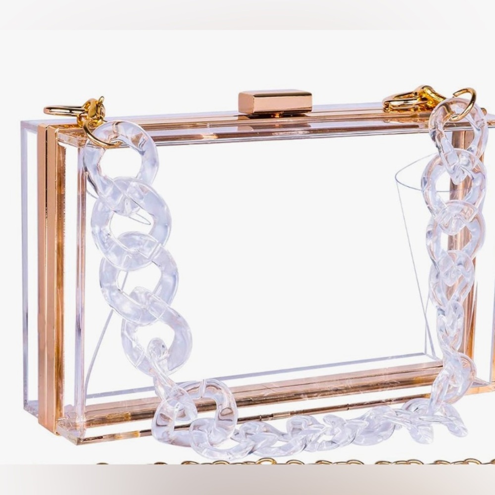 Chic Clear Acrylic Box Bag with Gold Accents
